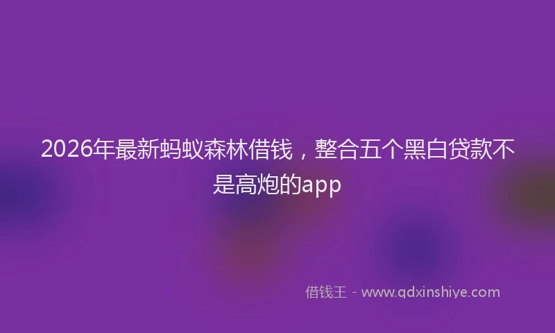 2026年最新蚂蚁森林借钱，整合五个黑白贷款不是高炮的app