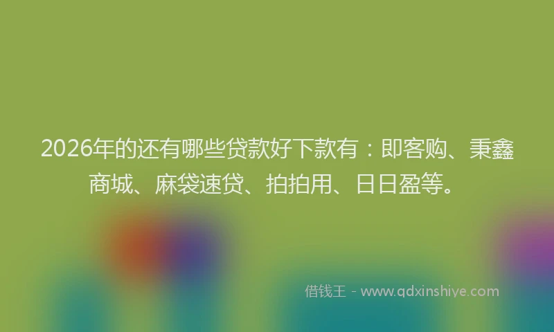 2026年的还有哪些贷款好下款有：即客购、秉鑫商城、麻袋速贷、拍拍用、日日盈等。