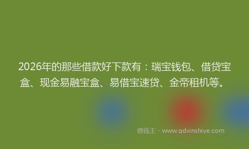 2026年的那些借款好下款有：瑞宝钱包、借贷宝盒、现金易融宝盒、易借宝速贷、金帝租机等。