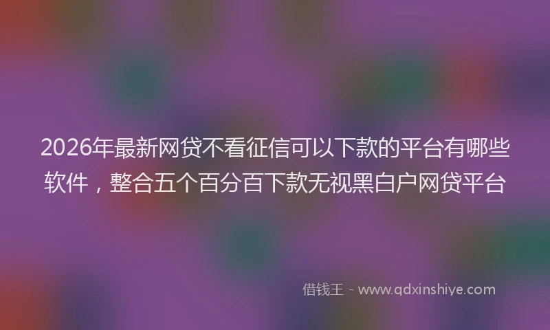 2026年最新网贷不看征信可以下款的平台有哪些软件，整合五个百分百下款无视黑白户网贷平台