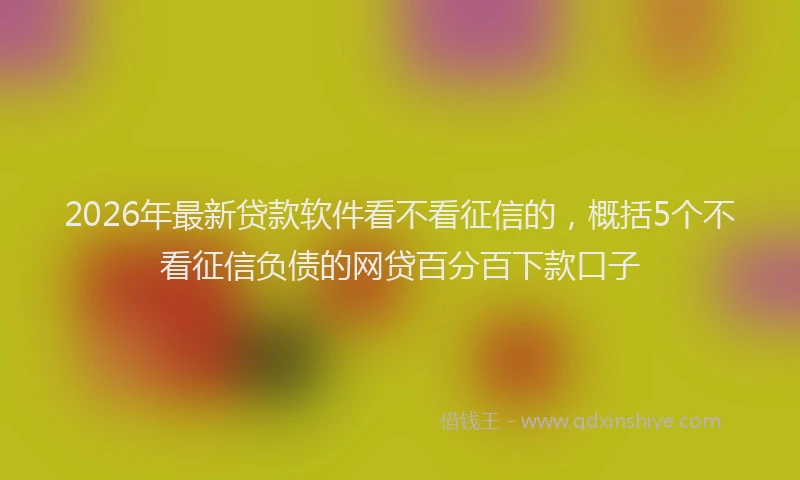 2026年最新贷款软件看不看征信的，概括5个不看征信负债的网贷百分百下款口子