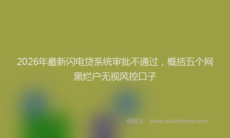 2026年最新闪电贷系统审批不通过，概括五个网黑烂户无视风控口子