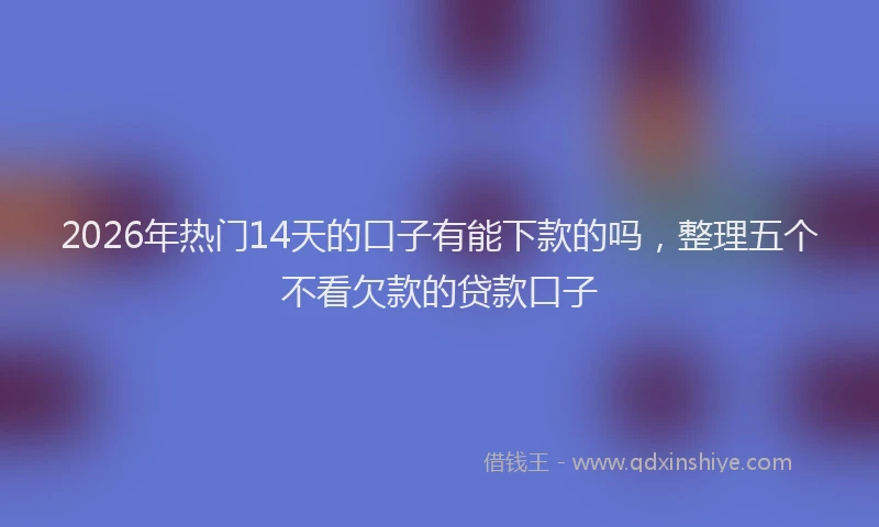2026年热门14天的口子有能下款的吗，整理五个不看欠款的贷款口子