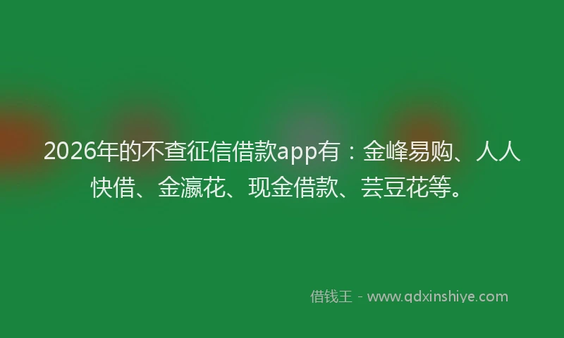 2026年的不查征信借款app有：金峰易购、人人快借、金瀛花、现金借款、芸豆花等。