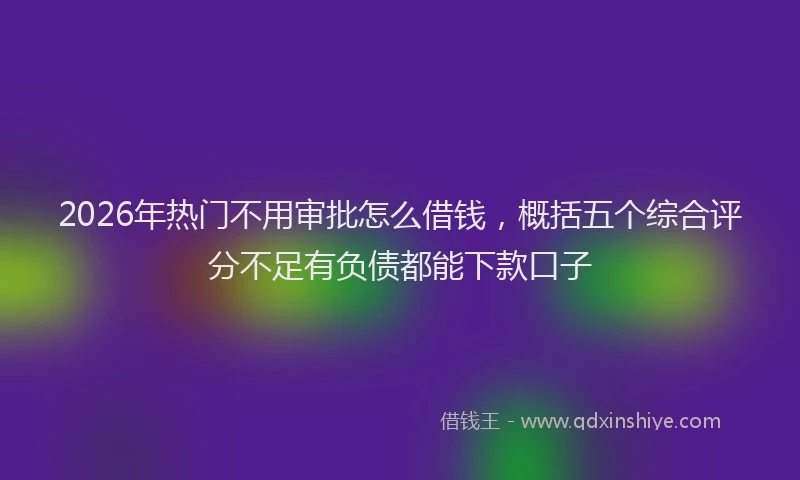 2026年热门不用审批怎么借钱，概括五个综合评分不足有负债都能下款口子