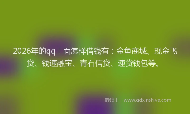 2026年的qq上面怎样借钱有：金鱼商城、现金飞贷、钱速融宝、青石信贷、速贷钱包等。