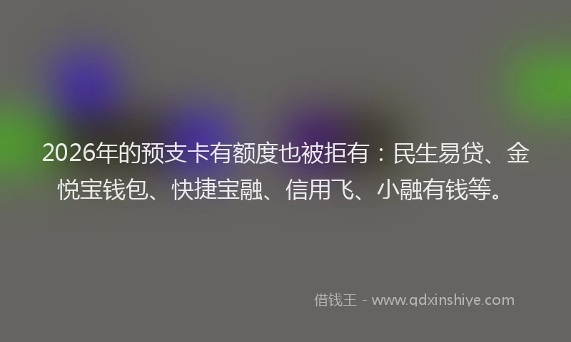 2026年的预支卡有额度也被拒有：民生易贷、金悦宝钱包、快捷宝融、信用飞、小融有钱等。