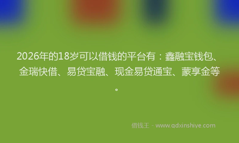 2026年的18岁可以借钱的平台有：鑫融宝钱包、金瑞快借、易贷宝融、现金易贷通宝、蒙享金等。