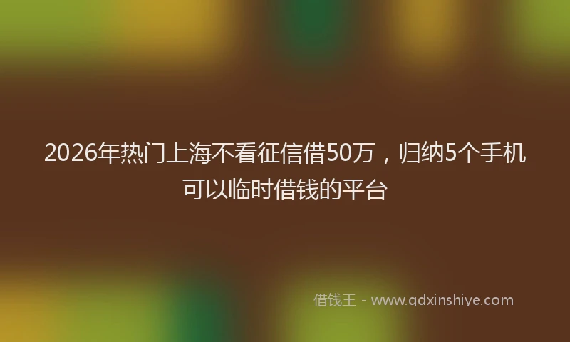 2026年热门上海不看征信借50万，归纳5个手机可以临时借钱的平台