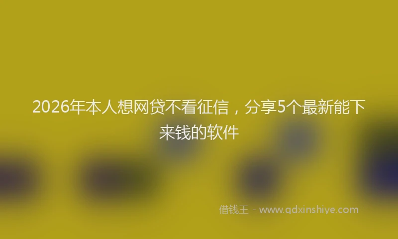 2026年本人想网贷不看征信，分享5个最新能下来钱的软件