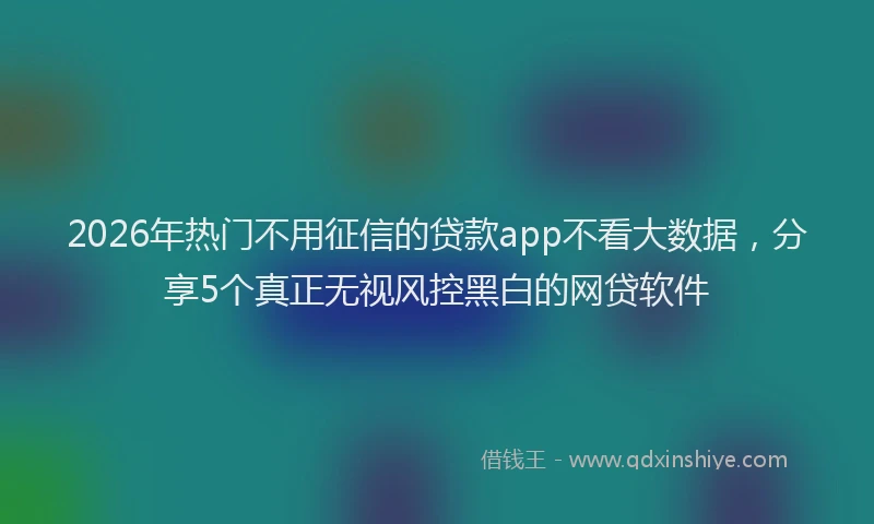 2026年热门不用征信的贷款app不看大数据，分享5个真正无视风控黑白的网贷软件