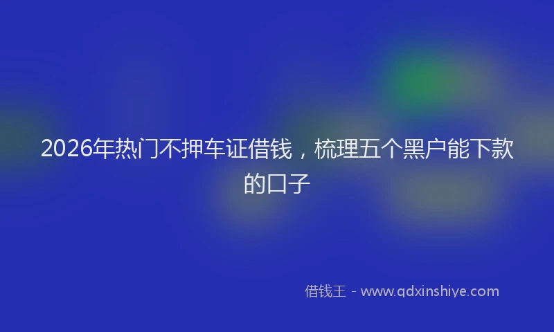 2026年热门不押车证借钱，梳理五个黑户能下款的口子