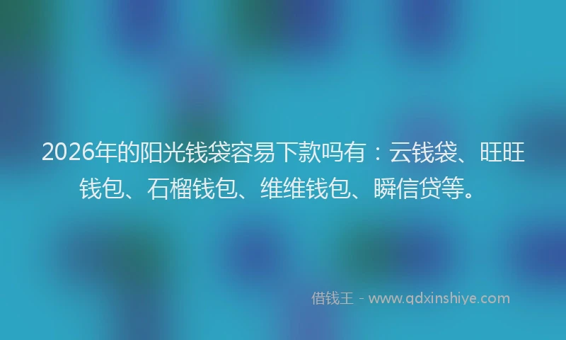 2026年的阳光钱袋容易下款吗有：云钱袋、旺旺钱包、石榴钱包、维维钱包、瞬信贷等。