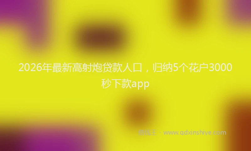 2026年最新高射炮贷款人口，归纳5个花户3000秒下款app