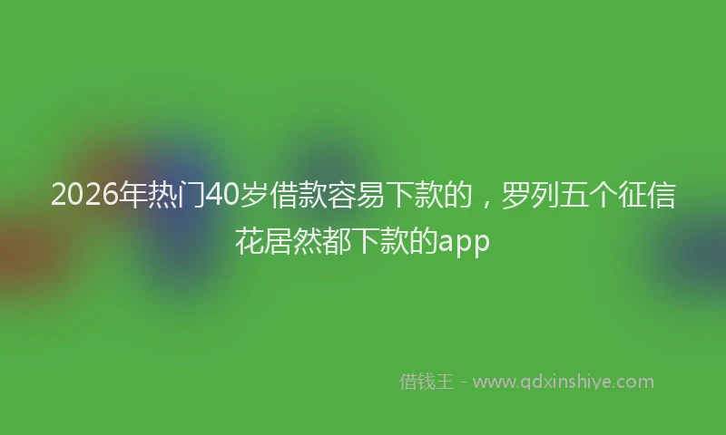 2026年热门40岁借款容易下款的，罗列五个征信花居然都下款的app