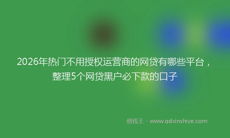 2026年热门不用授权运营商的网贷有哪些平台，整理5个网贷黑户必下款的口子