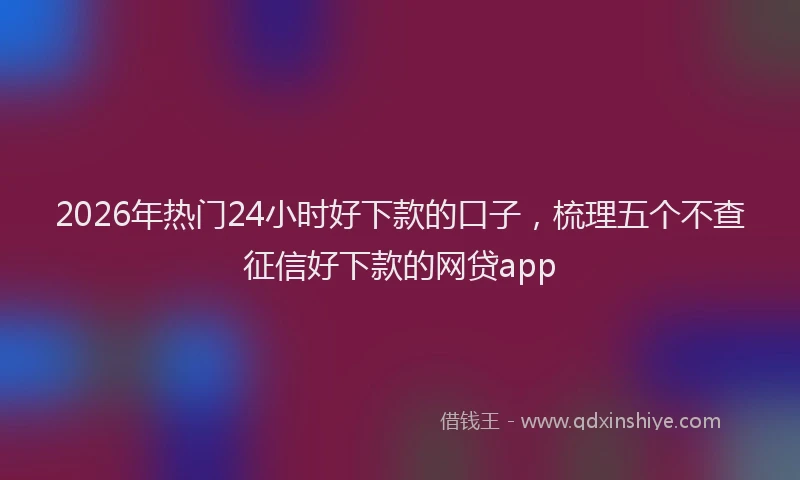 2026年热门24小时好下款的口子，梳理五个不查征信好下款的网贷app