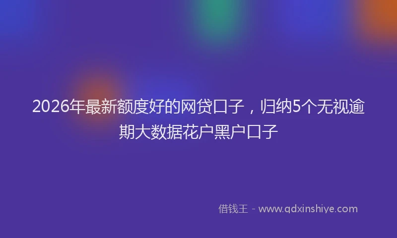 2026年最新额度好的网贷口子，归纳5个无视逾期大数据花户黑户口子