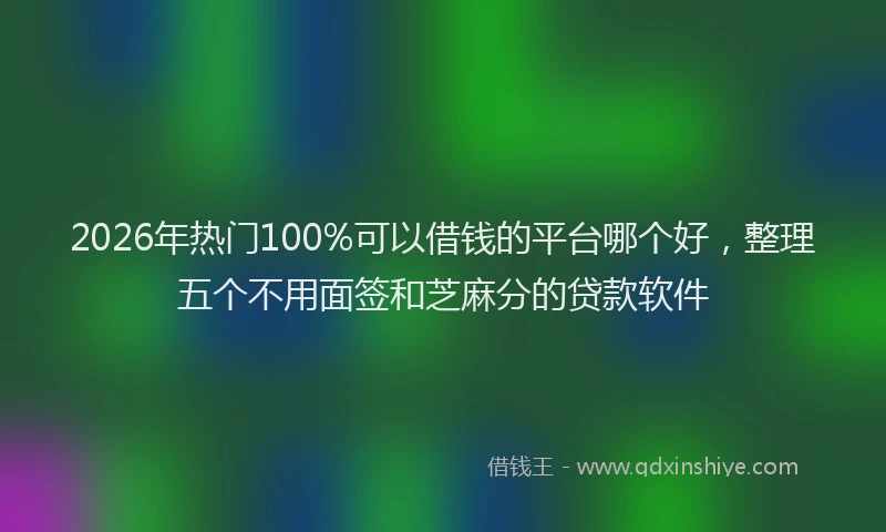 2026年热门100%可以借钱的平台哪个好，整理五个不用面签和芝麻分的贷款软件