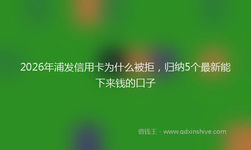 2026年浦发信用卡为什么被拒，归纳5个最新能下来钱的口子