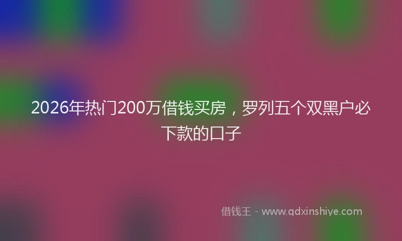 2026年热门200万借钱买房，罗列五个双黑户必下款的口子