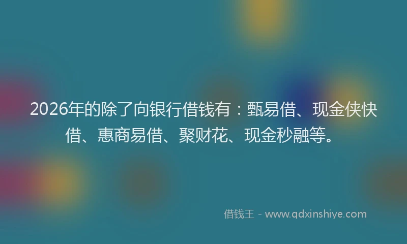 2026年的除了向银行借钱有：甄易借、现金侠快借、惠商易借、聚财花、现金秒融等。
