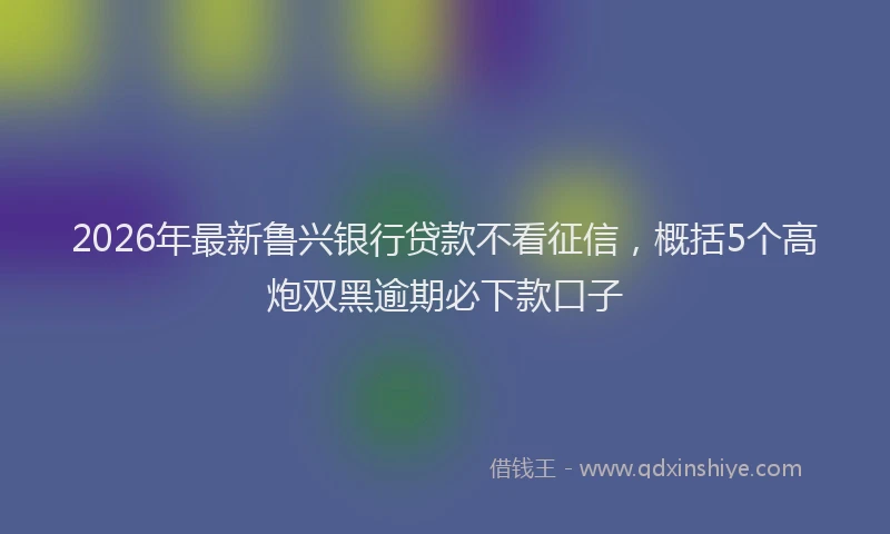 2026年最新鲁兴银行贷款不看征信，概括5个高炮双黑逾期必下款口子
