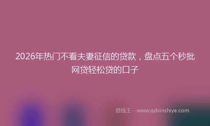 2026年热门不看夫妻征信的贷款，盘点五个秒批网贷轻松贷的口子