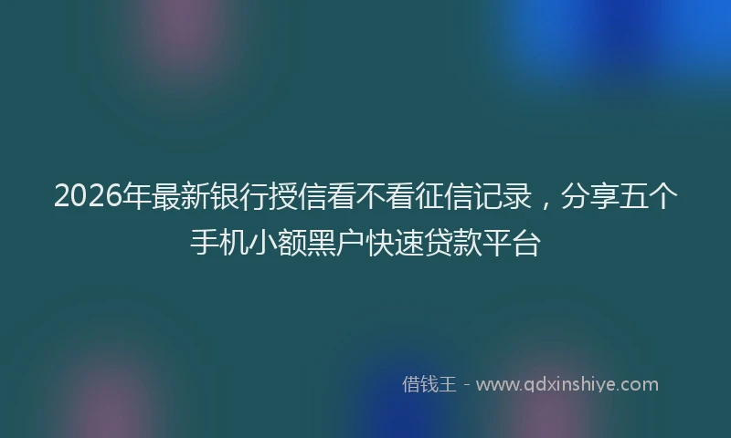 2026年最新银行授信看不看征信记录，分享五个手机小额黑户快速贷款平台