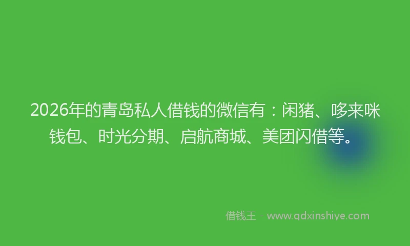 2026年的青岛私人借钱的微信有：闲猪、哆来咪钱包、时光分期、启航商城、美团闪借等。
