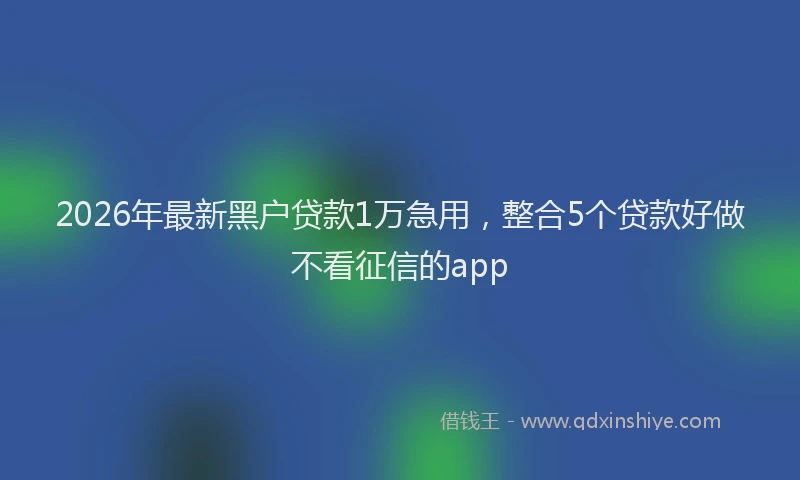 2026年最新黑户贷款1万急用，整合5个贷款好做不看征信的app
