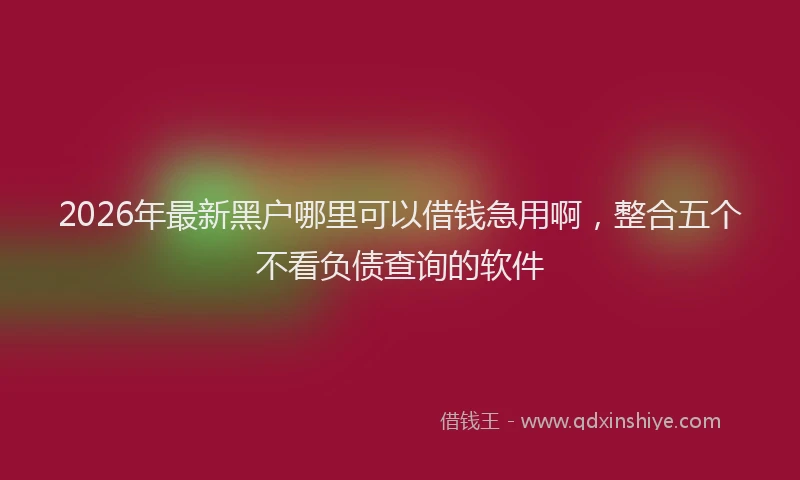 2026年最新黑户哪里可以借钱急用啊，整合五个不看负债查询的软件