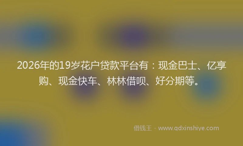 2026年的19岁花户贷款平台有：现金巴士、亿享购、现金快车、林林借呗、好分期等。