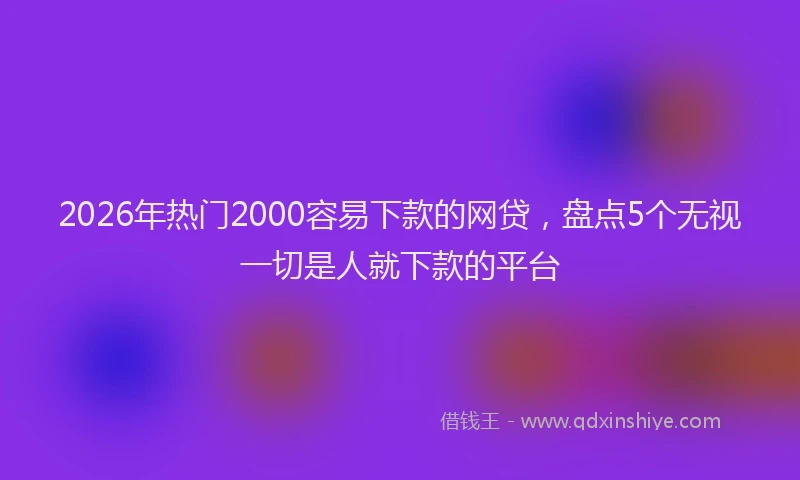 2026年热门2000容易下款的网贷，盘点5个无视一切是人就下款的平台