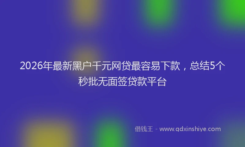 2026年最新黑户千元网贷最容易下款，总结5个秒批无面签贷款平台