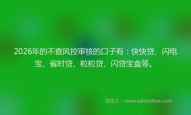 2026年的不查风控审核的口子有：快快贷、闪电宝、省时贷、粒粒贷、闪贷宝盒等。