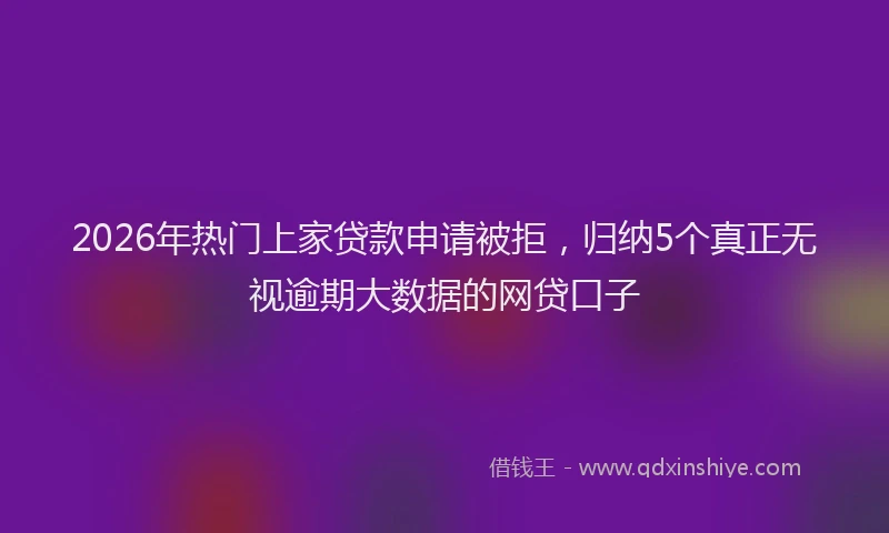 2026年热门上家贷款申请被拒，归纳5个真正无视逾期大数据的网贷口子