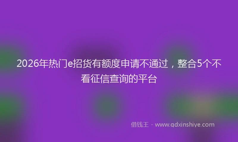 2026年热门e招货有额度申请不通过，整合5个不看征信查询的平台