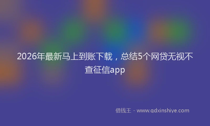 2026年最新马上到账下载，总结5个网贷无视不查征信app