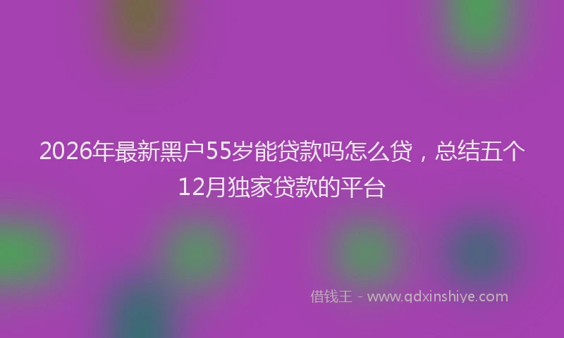 2026年最新黑户55岁能贷款吗怎么贷，总结五个12月独家贷款的平台
