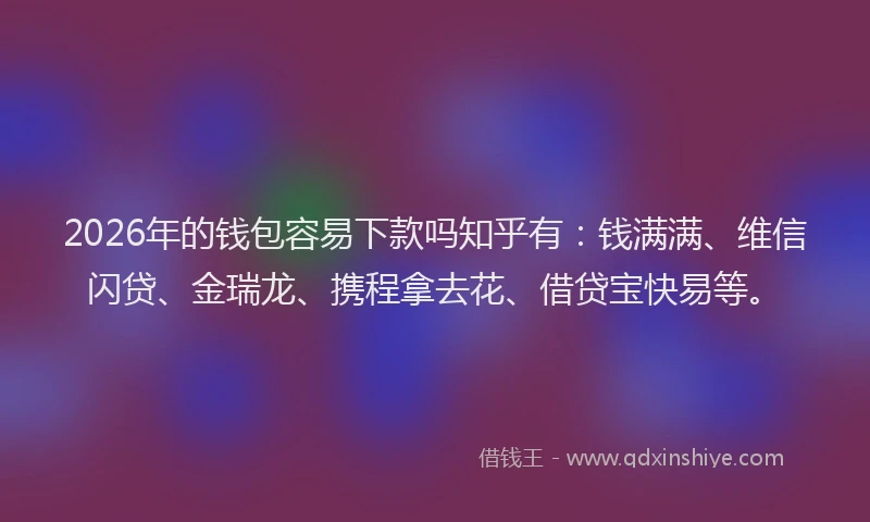 2026年的钱包容易下款吗知乎有：钱满满、维信闪贷、金瑞龙、携程拿去花、借贷宝快易等。
