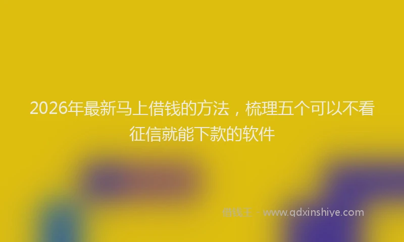2026年最新马上借钱的方法，梳理五个可以不看征信就能下款的软件
