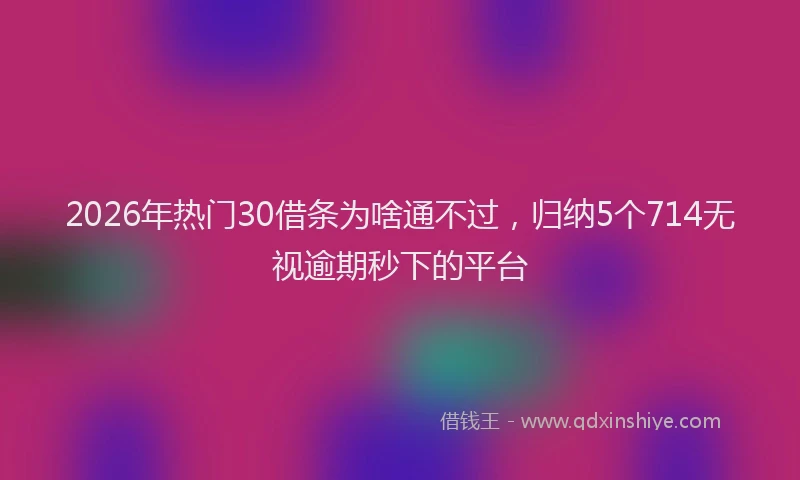 2026年热门30借条为啥通不过，归纳5个714无视逾期秒下的平台