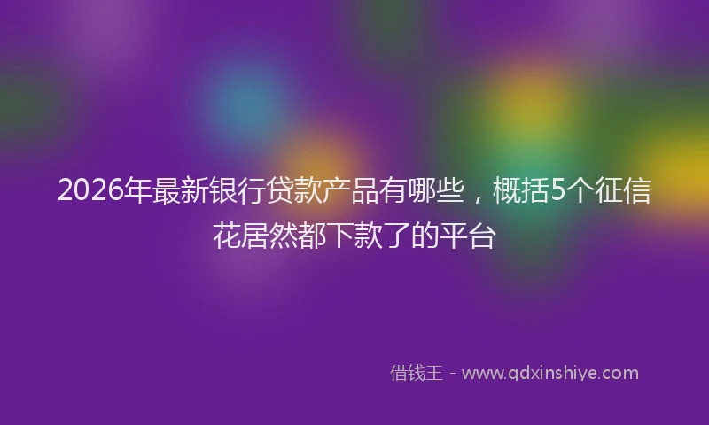 2026年最新银行贷款产品有哪些，概括5个征信花居然都下款了的平台