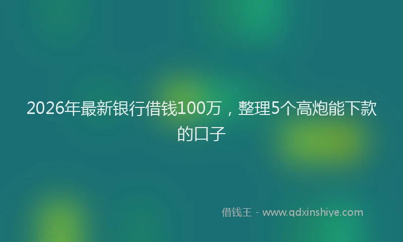 2026年最新银行借钱100万，整理5个高炮能下款的口子