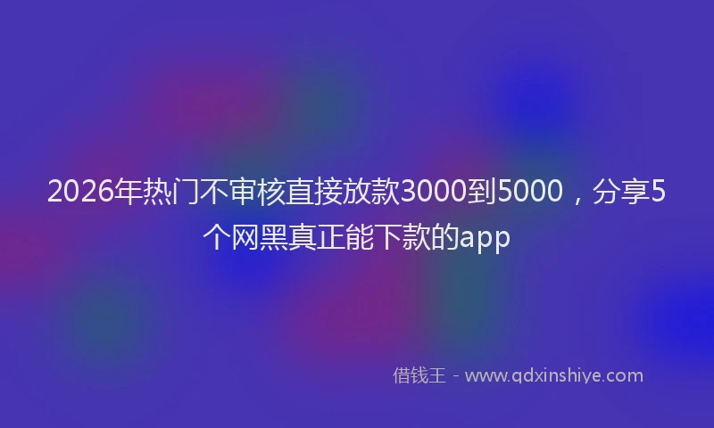 2026年热门不审核直接放款3000到5000，分享5个网黑真正能下款的app