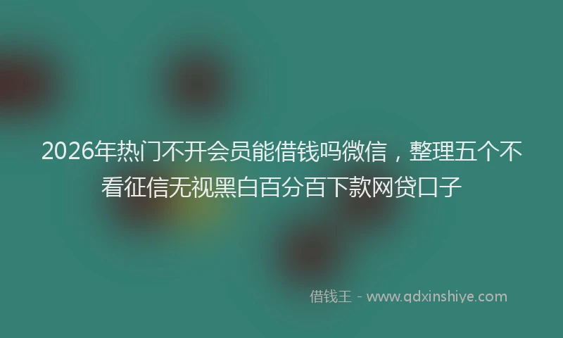 2026年热门不开会员能借钱吗微信，整理五个不看征信无视黑白百分百下款网贷口子