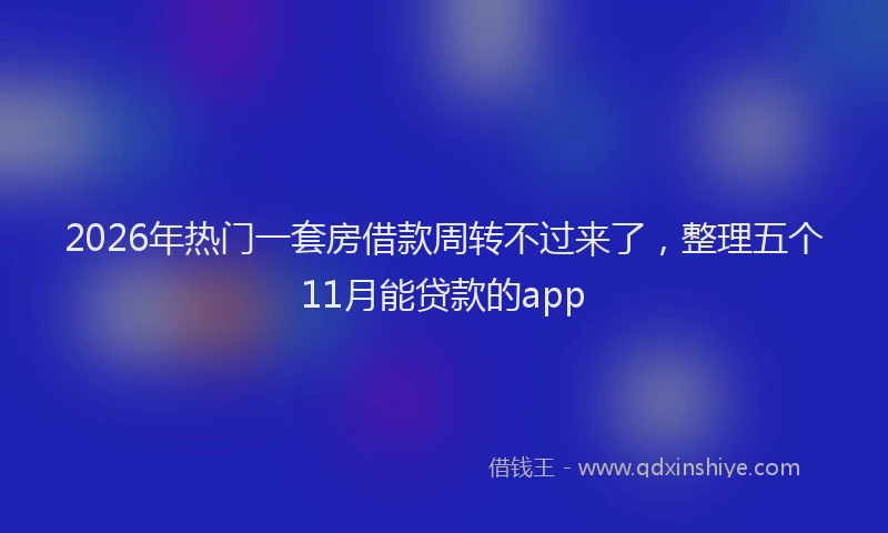 2026年热门一套房借款周转不过来了，整理五个11月能贷款的app