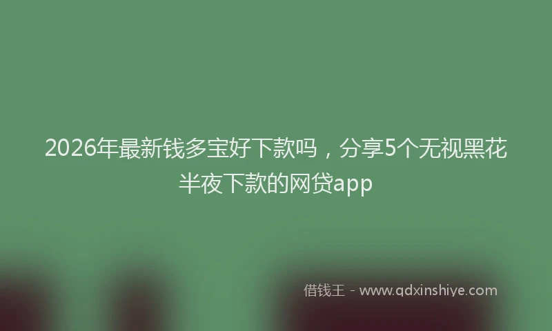 2026年最新钱多宝好下款吗，分享5个无视黑花半夜下款的网贷app