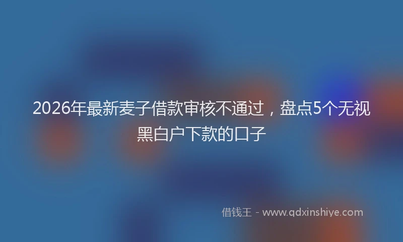 2026年最新麦子借款审核不通过，盘点5个无视黑白户下款的口子